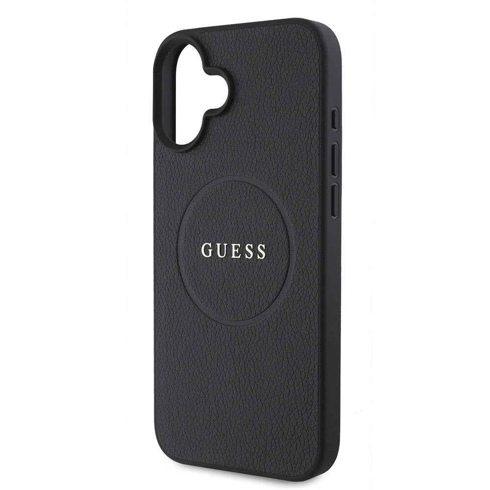 MagSafe hoes voor Apple iPhone 16, Guess, Grained Gold Ring, Zwart