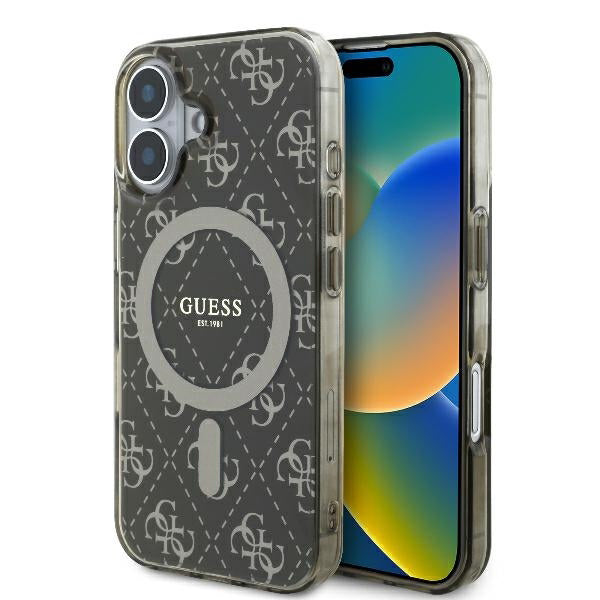 MagSafe hoesje voor Apple iPhone 16, Guess, IML 4G Achtergrond, Bruin