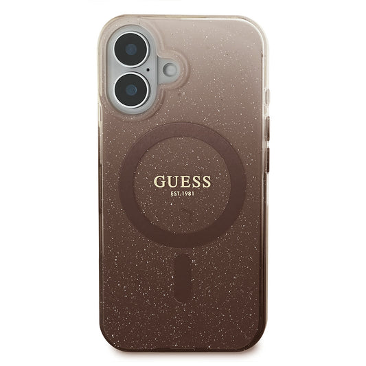 MagSafe hoesje voor Apple iPhone 16, Guess, IML Glitter Gradient, Bruin