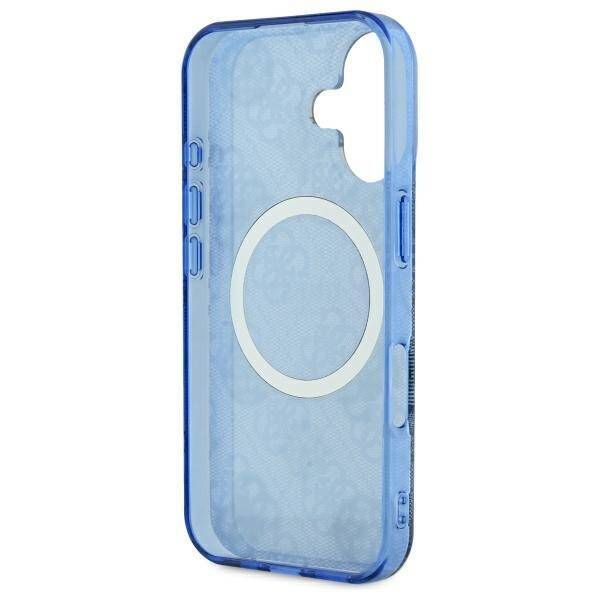 MagSafe hoesje voor Apple iPhone 16, Guess, IML Peony On 4G Background, Blauw