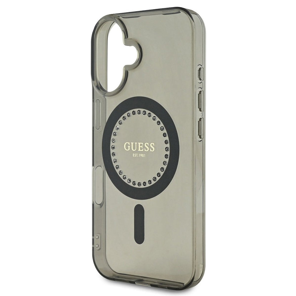 MagSafe hoesje voor Apple iPhone 16, Guess, IML Rhinestone, Zwart