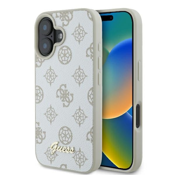 MagSafe hoes voor Apple iPhone 16, Guess, Peony Script, Wit