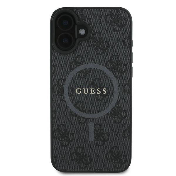 MagSafe Hülle für Apple iPhone 16 Plus, Guess, 4G Ring Classic Logo, Schwarz