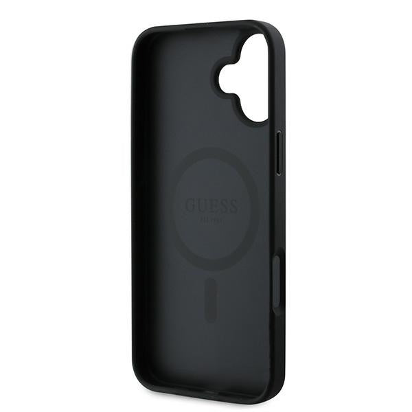 MagSafe Hülle für Apple iPhone 16 Plus, Guess, 4G Ring Classic Logo, Schwarz