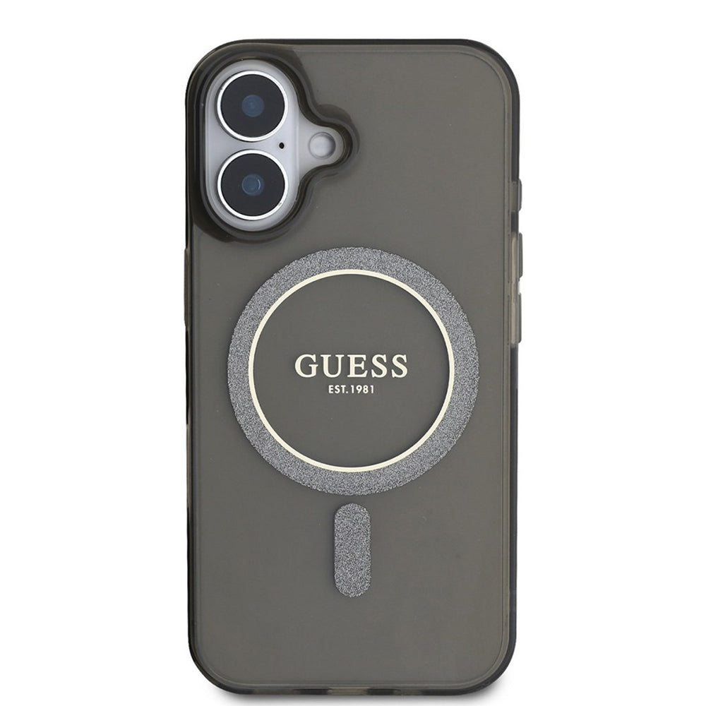 MagSafe hoesje voor Apple iPhone 16 Plus, Guess, IML Glitter Circle, Zwart