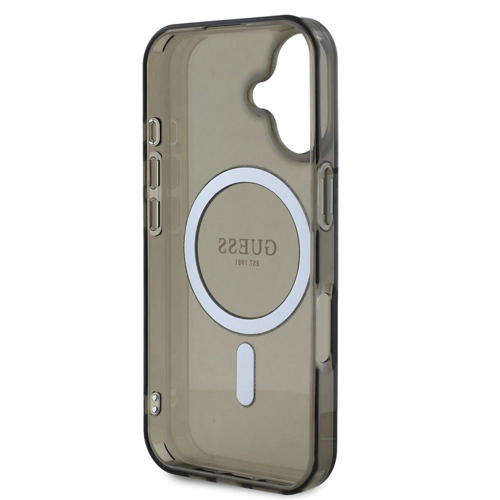 MagSafe hoesje voor Apple iPhone 16 Plus, Guess, IML Glitter Circle, Zwart