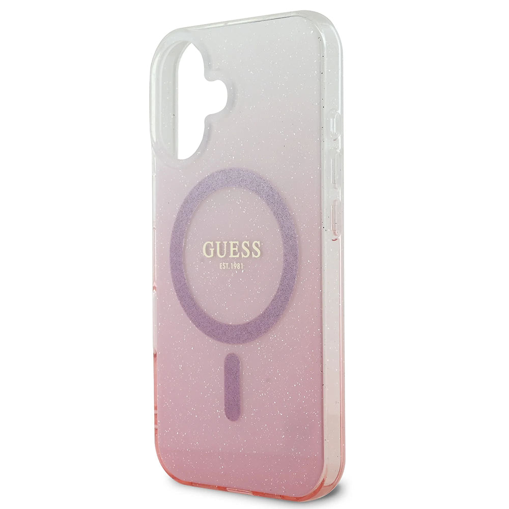 MagSafe Hülle für Apple iPhone 16 Plus, Guess, IML Glitter Gradient, Braun
