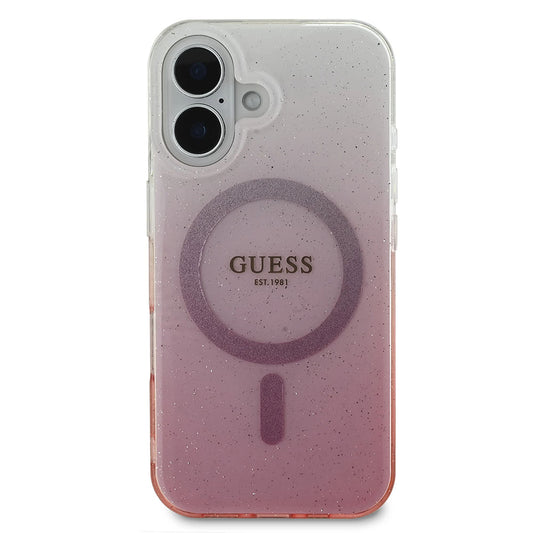 Coque MagSafe pour Apple iPhone 16 Plus, Guess, IML Glitter Gradient, Rose