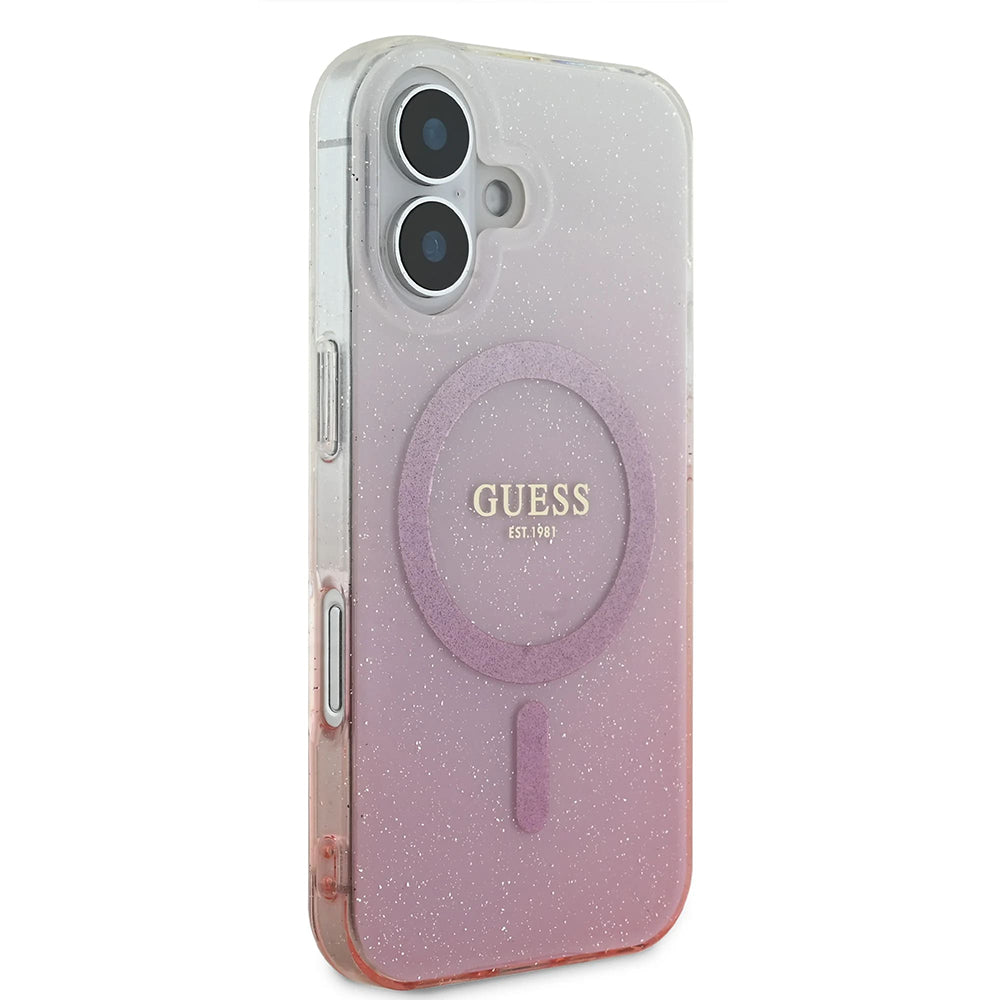 MagSafe hoesje voor Apple iPhone 16 Plus, Guess, IML Glitter Gradient, Roze