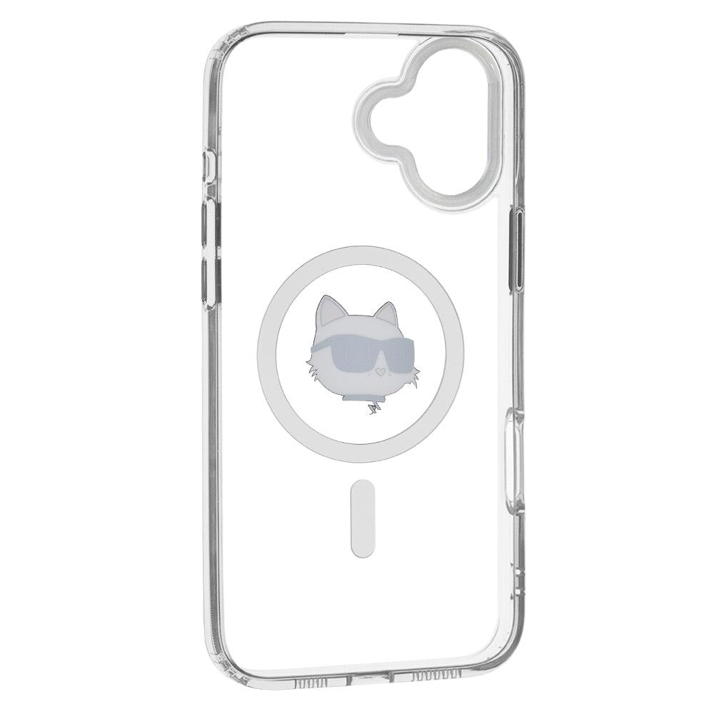 MagSafe Hülle für Apple iPhone 16 Plus, Karl Lagerfeld, IML Metal Choupette's Head, Weiß