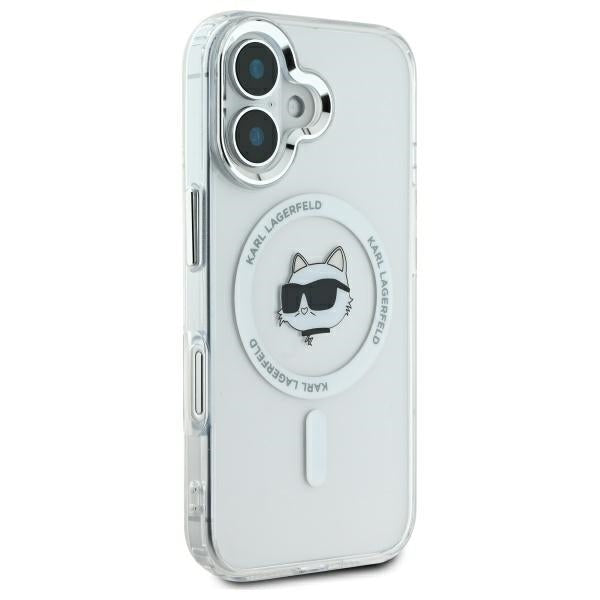 MagSafe Hülle für Apple iPhone 16 Plus, Karl Lagerfeld, IML Metal Choupette's Head, Weiß