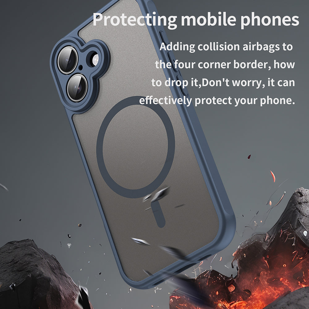 Coque MagSafe pour Apple iPhone 16 Plus, Techsuit, HaloFrost II, Bleu marine
