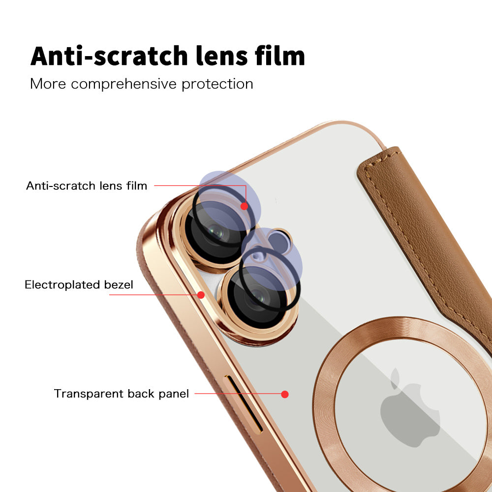 Coque MagSafe pour Apple iPhone 16 Plus, Techsuit, SmartMag Book, Marron