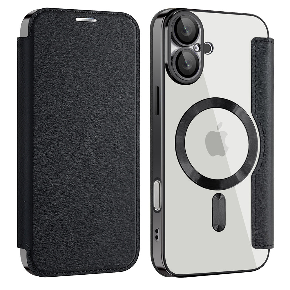 Coque MagSafe pour Apple iPhone 16 Plus, Techsuit, SmartMag Book, Noire