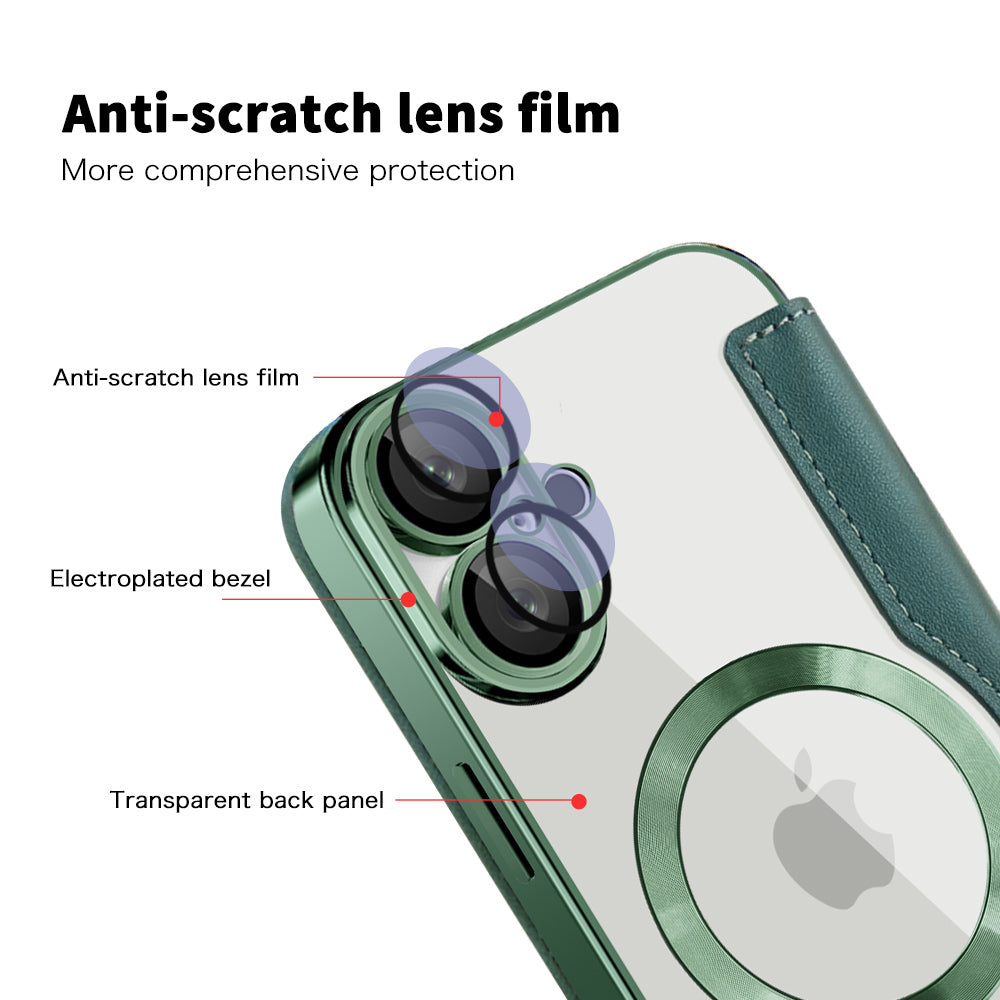 Coque MagSafe pour Apple iPhone 16 Plus, Techsuit, SmartMag Book, Vert