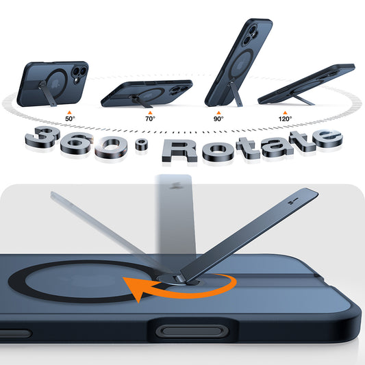 MagSafe hoes voor Apple iPhone 16 Plus, Torras, Pstand Spin, Zwart