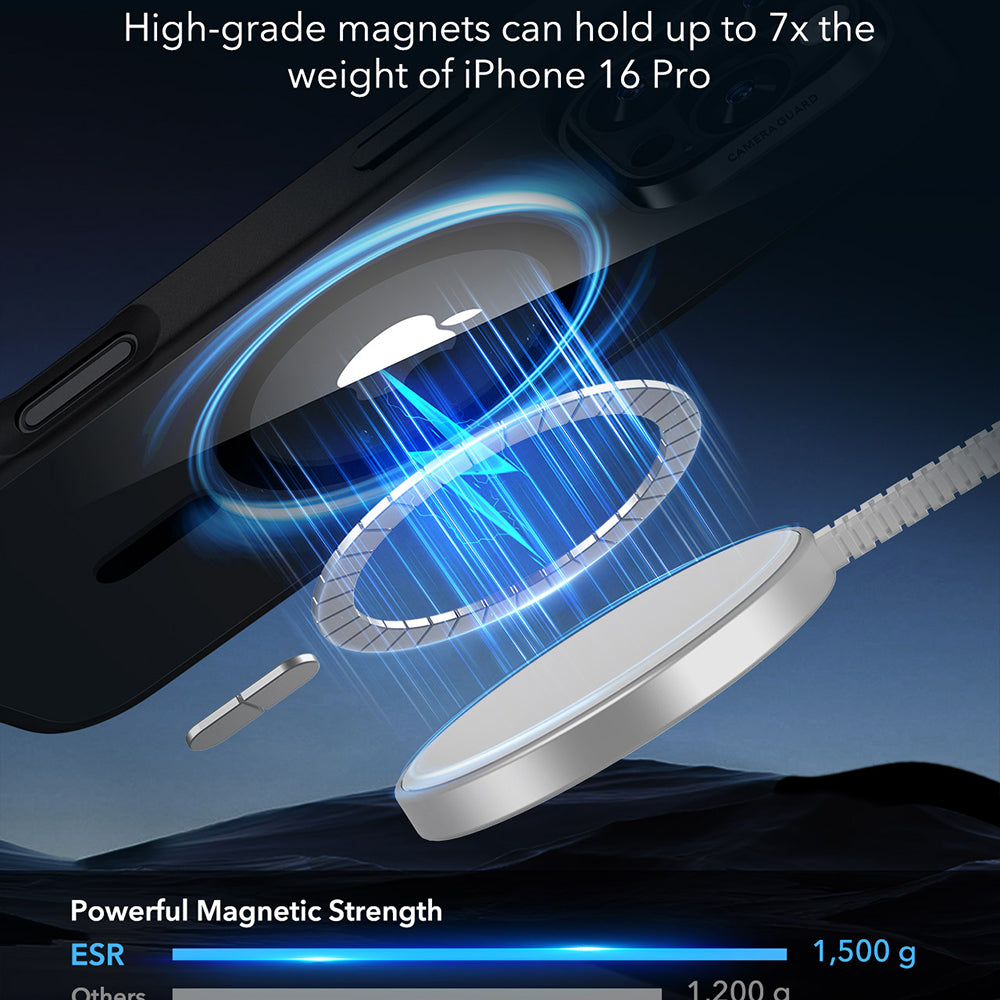MagSafe hoes voor Apple iPhone 16 Pro, ESR, Classic Hybrid, Satijnzwart