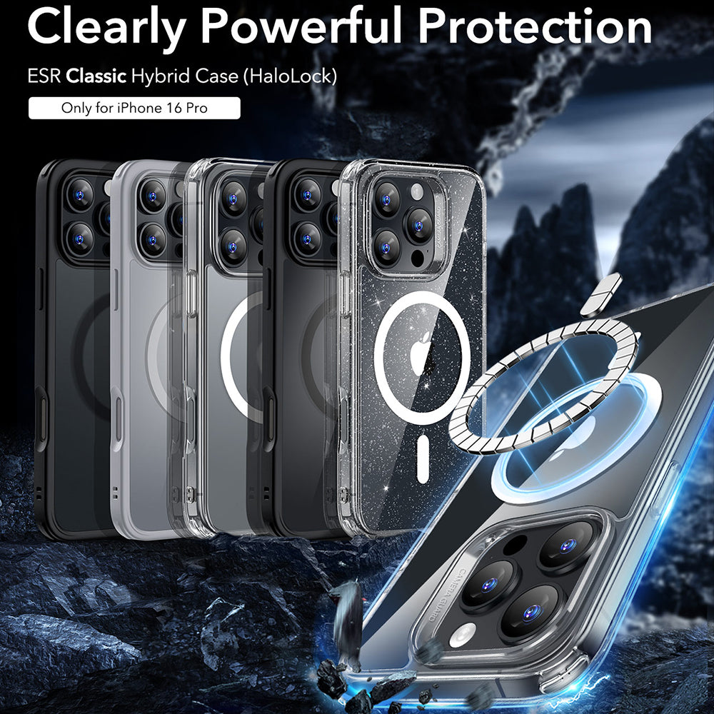 MagSafe hoesje voor Apple iPhone 16 Pro, ESR, Classic Hybrid, Satijn Transparant