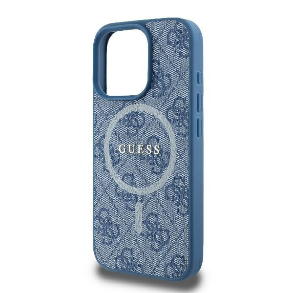 MagSafe hoesje voor Apple iPhone 16 Pro, Guess, 4G Ring Classic Logo, Blauw