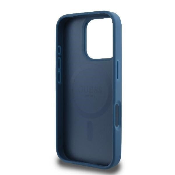 MagSafe hoesje voor Apple iPhone 16 Pro, Guess, 4G Ring Classic Logo, Blauw
