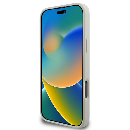 Étui MagSafe pour Apple iPhone 16 Pro, Guess, Grained Gold Ring, Beige