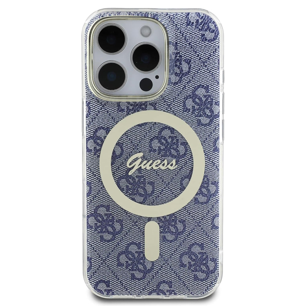Coque MagSafe pour Apple iPhone 16 Pro, Guess, IML 4G, Bleue