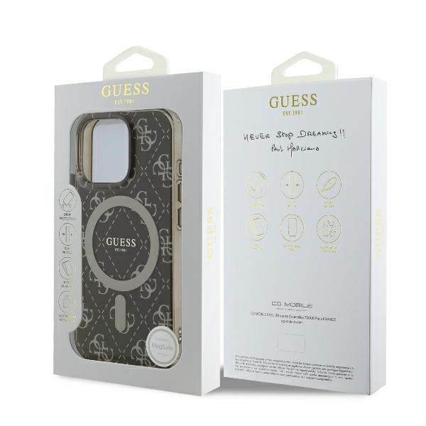 Étui MagSafe pour Apple iPhone 16 Pro, Guess, IML 4G Background, Marron