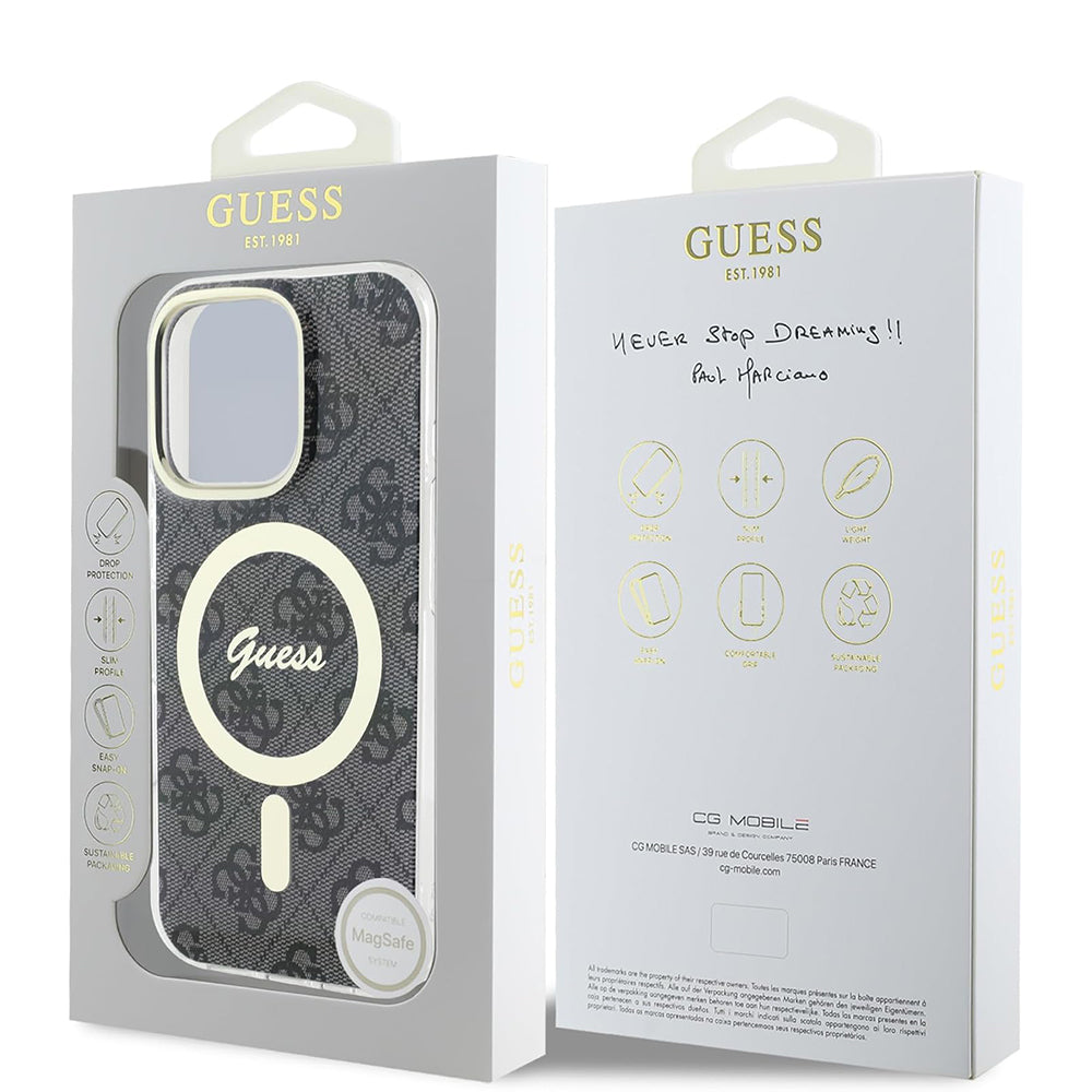 MagSafe Hülle für Apple iPhone 16 Pro, Guess, IML 4G, Schwarz