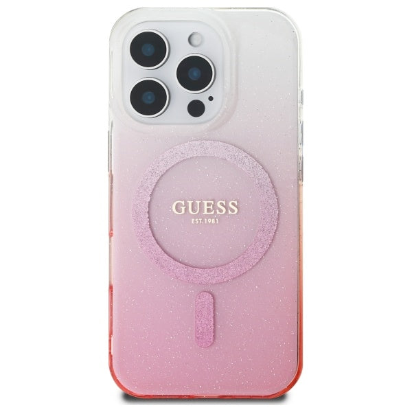MagSafe hoesje voor Apple iPhone 16 Pro, Guess, IML Glitter Gradient, Roze