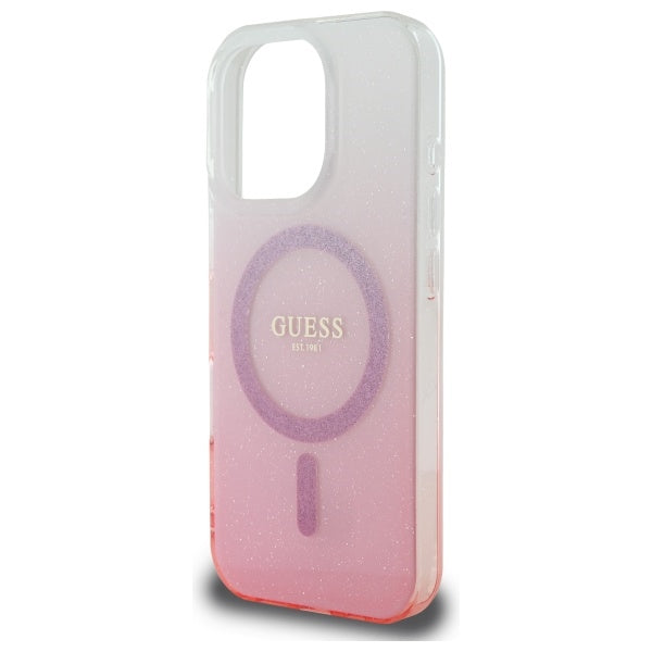 MagSafe hoesje voor Apple iPhone 16 Pro, Guess, IML Glitter Gradient, Roze