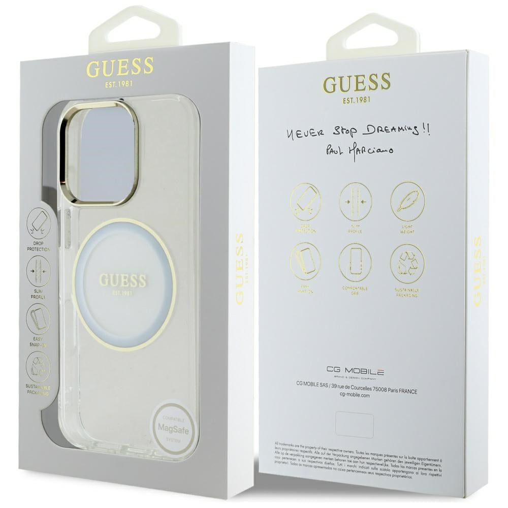 MagSafe hoesje voor Apple iPhone 16 Pro, Guess, IML Metal Colored Circle, Wit