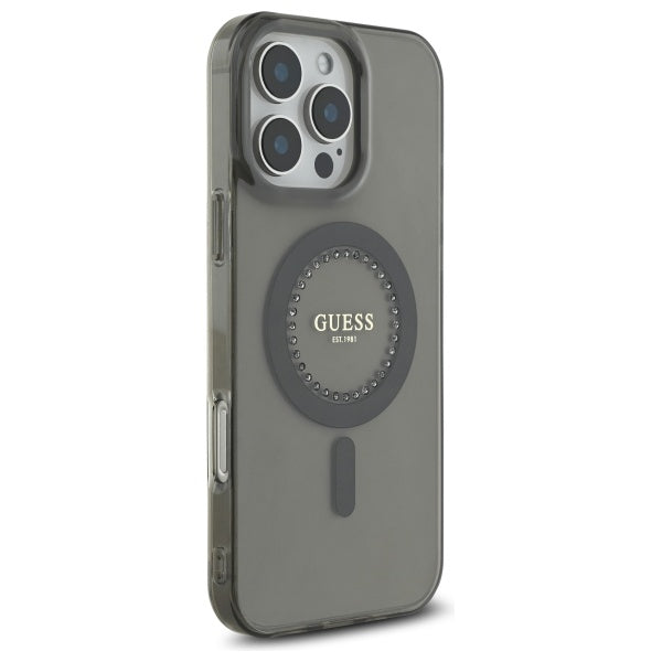 MagSafe hoesje voor Apple iPhone 16 Pro, Guess, IML Rhinestone, Zwart