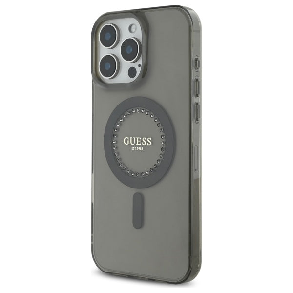 MagSafe hoesje voor Apple iPhone 16 Pro, Guess, IML Rhinestone, Zwart