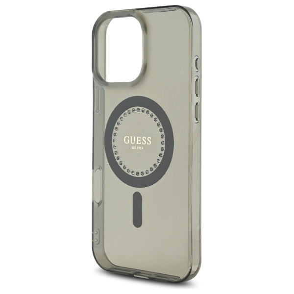MagSafe hoesje voor Apple iPhone 16 Pro, Guess, IML Rhinestone, Zwart