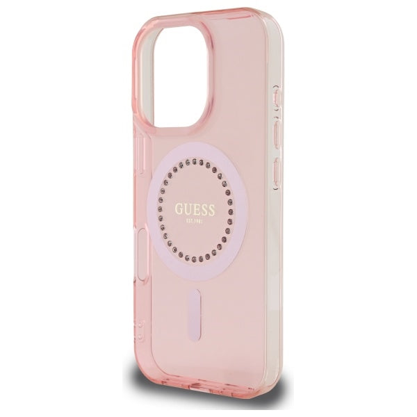 MagSafe hoesje voor Apple iPhone 16 Pro, Guess, IML Rhinestone, Roze
