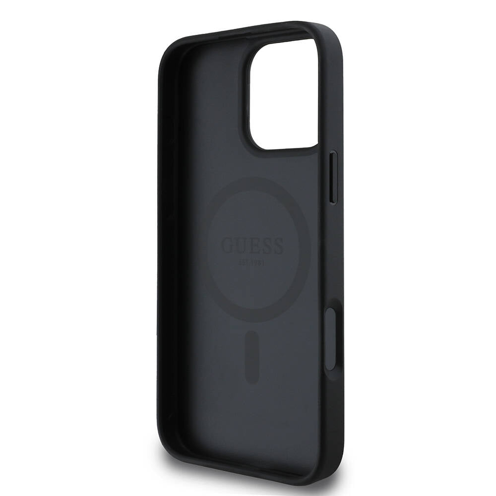 MagSafe hoesje voor Apple iPhone 16 Pro, Guess, Saffiano Classic Logo, Zwart