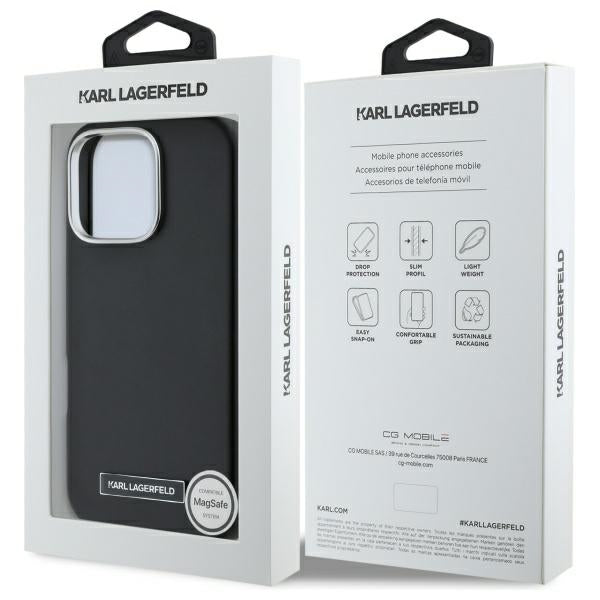 MagSafe hoes voor Apple iPhone 16 Pro, Karl Lagerfeld, FW Metal Plate, Zwart