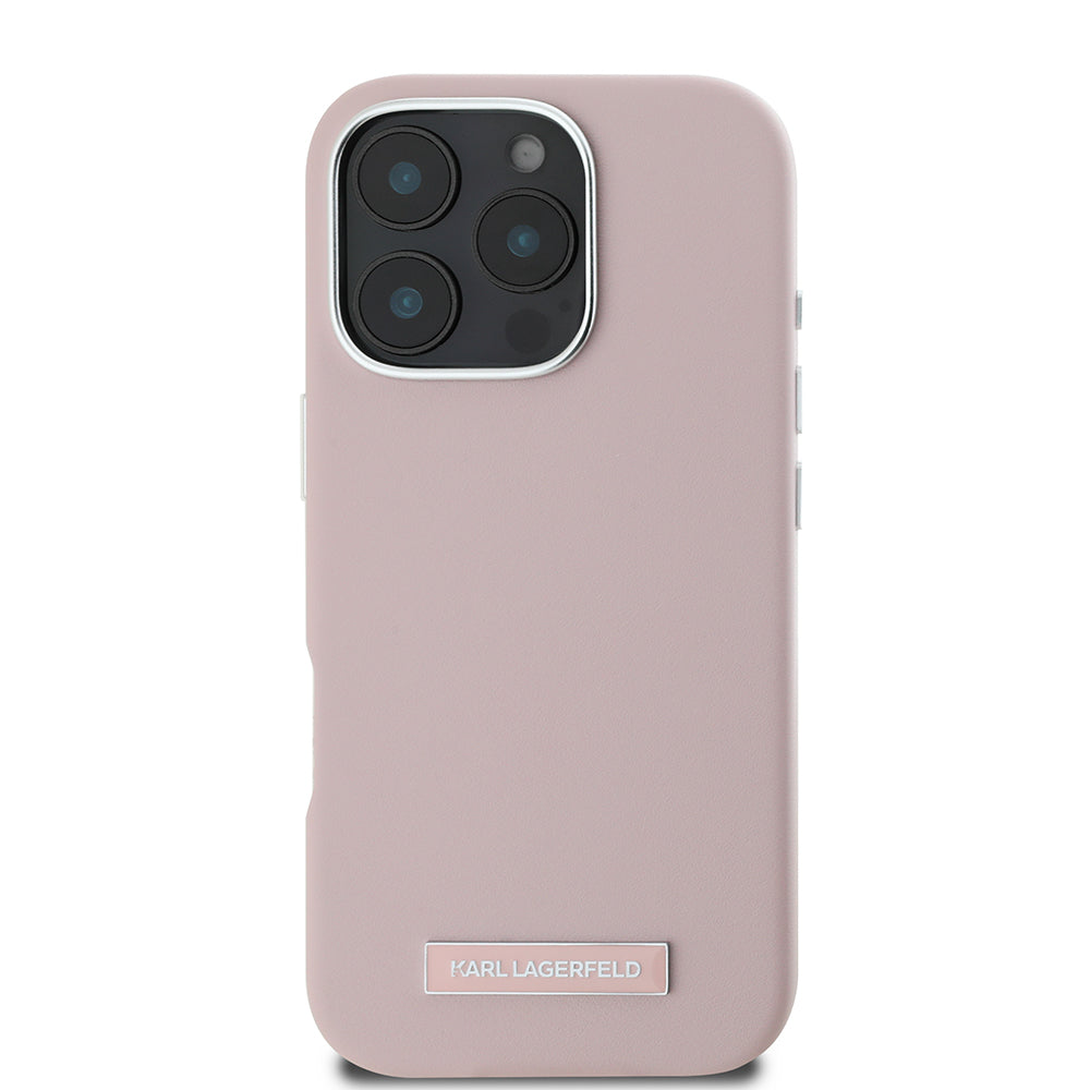 MagSafe hoes voor Apple iPhone 16 Pro, Karl Lagerfeld, FW Metal Plate, Roze