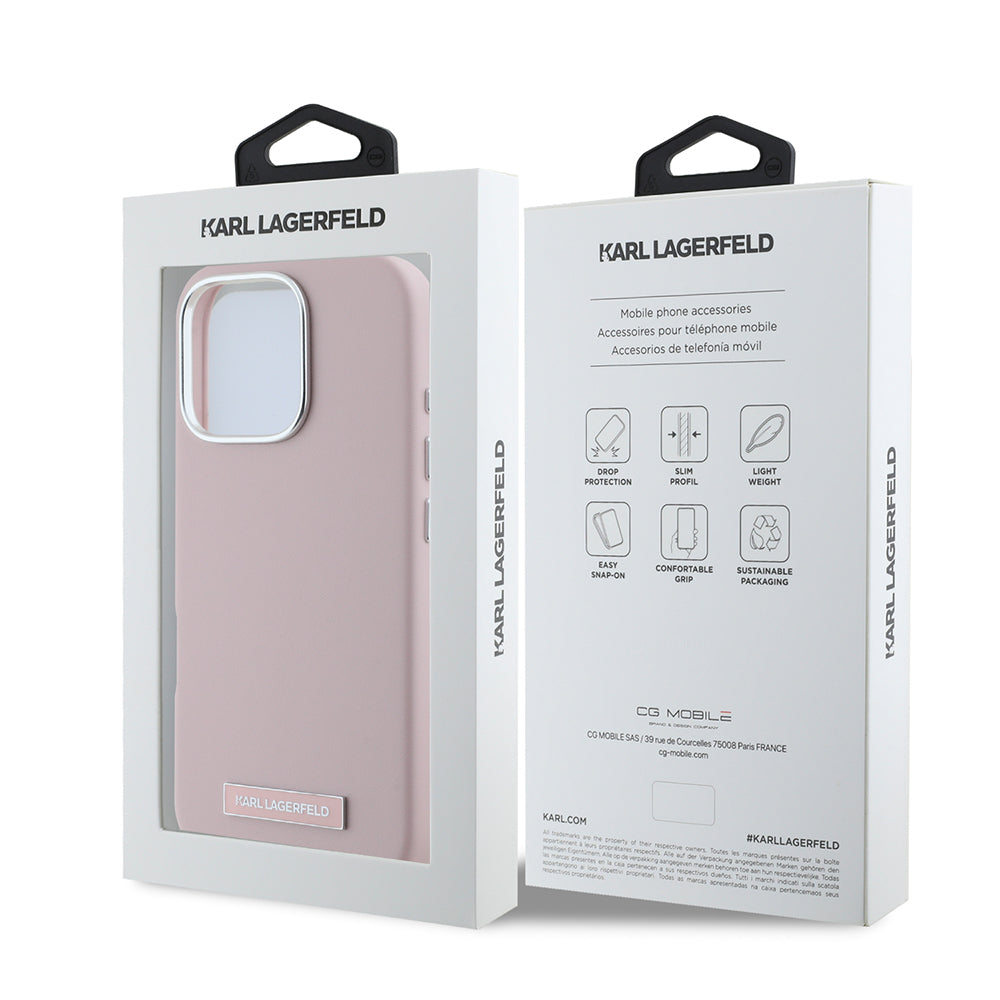 MagSafe hoes voor Apple iPhone 16 Pro, Karl Lagerfeld, FW Metal Plate, Roze