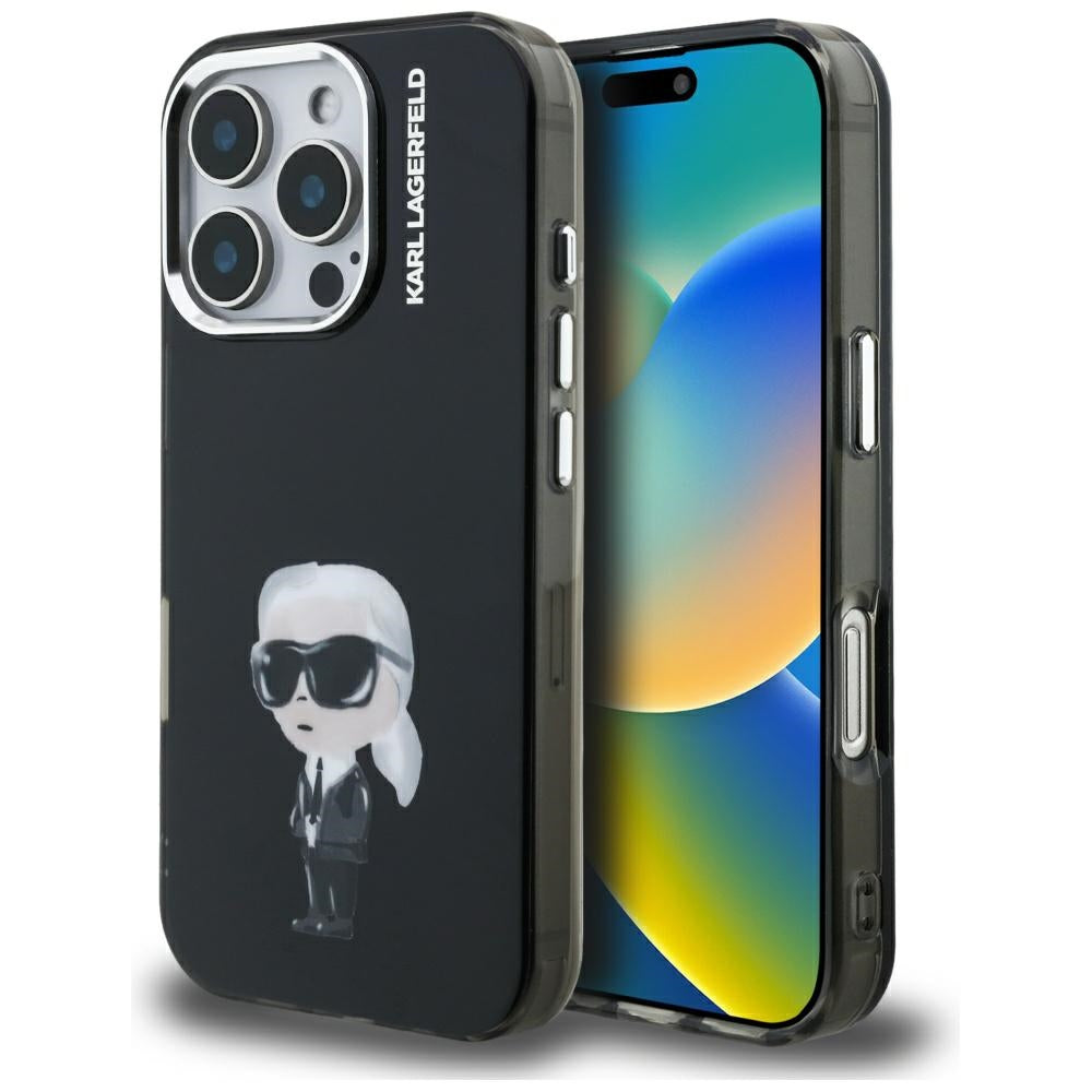 MagSafe Case for Apple iPhone 16 Pro, Karl Lagerfeld, IML Aquarelle Karl Logo, Black