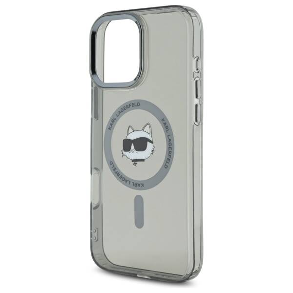 MagSafe hoesje voor Apple iPhone 16 Pro, Karl Lagerfeld, IML Metal Choupette's Head, Zwart