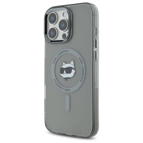 MagSafe hoesje voor Apple iPhone 16 Pro, Karl Lagerfeld, IML Metal Choupette's Head, Zwart