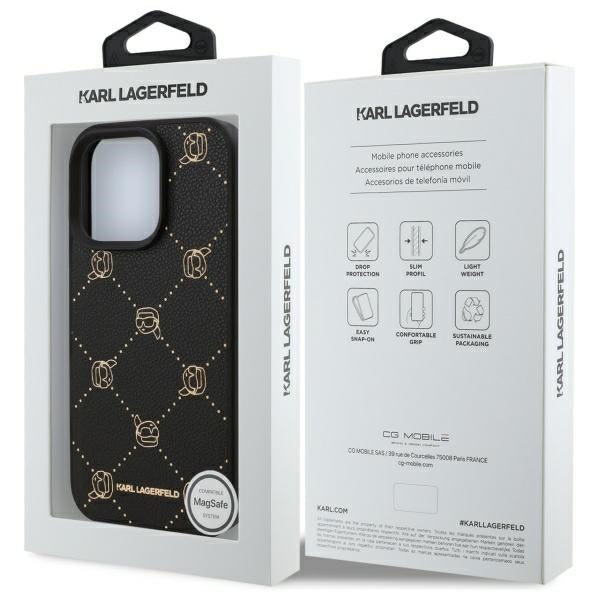 Étui MagSafe pour Apple iPhone 16 Pro, Karl Lagerfeld, Karl's Head, Noir