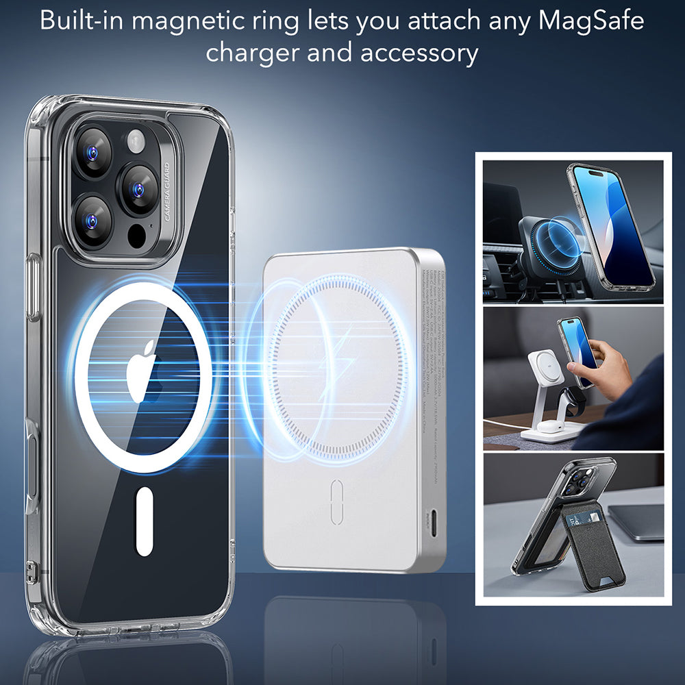 MagSafe hoesje voor Apple iPhone 16 Pro Max, ESR, Classic Hybrid, Transparant