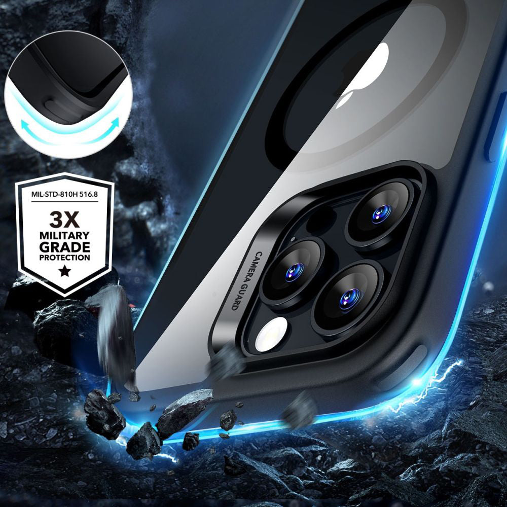 MagSafe hoes voor Apple iPhone 16 Pro Max, ESR, Classic Hybrid met schermbeschermer, Transparant Zwart