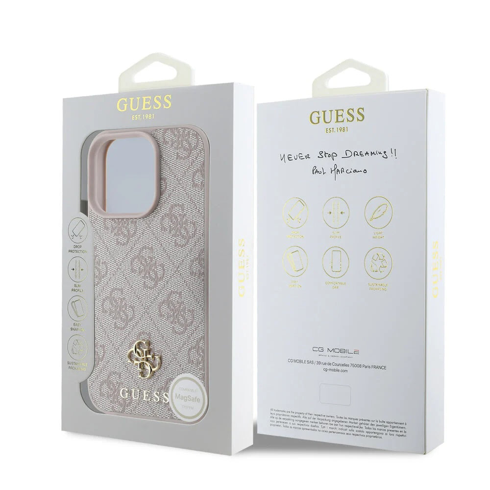 Étui MagSafe pour Apple iPhone 16 Pro Max, Guess, 4G Classic, Rose