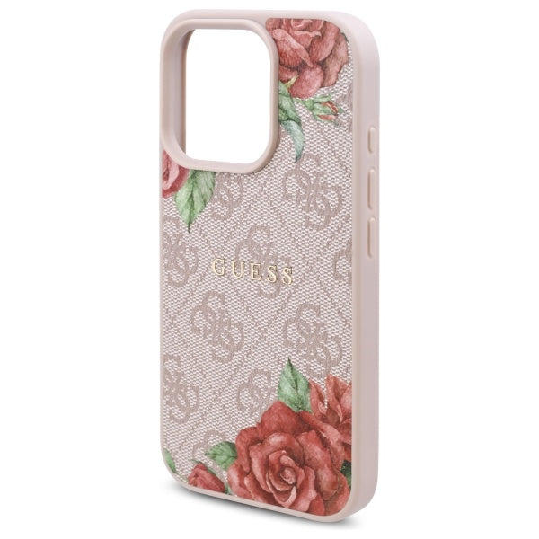 MagSafe hoesje voor Apple iPhone 16 Pro Max, Guess, 4G Flowers Print, Roze