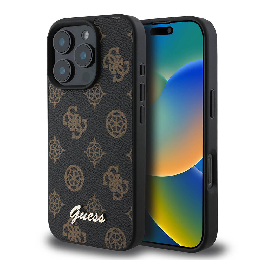 MagSafe hoesje voor Apple iPhone 16 Pro Max, Guess, Peony Script, Zwart