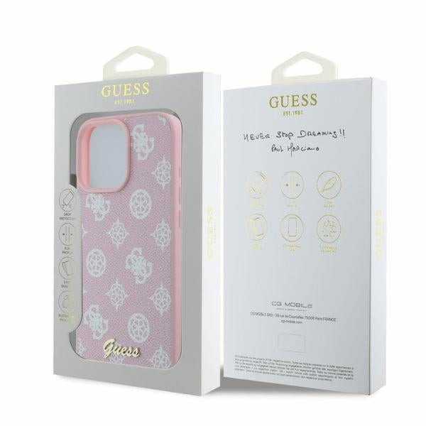 MagSafe Hülle für Apple iPhone 16 Pro Max, Guess, Peony Script, Rosa