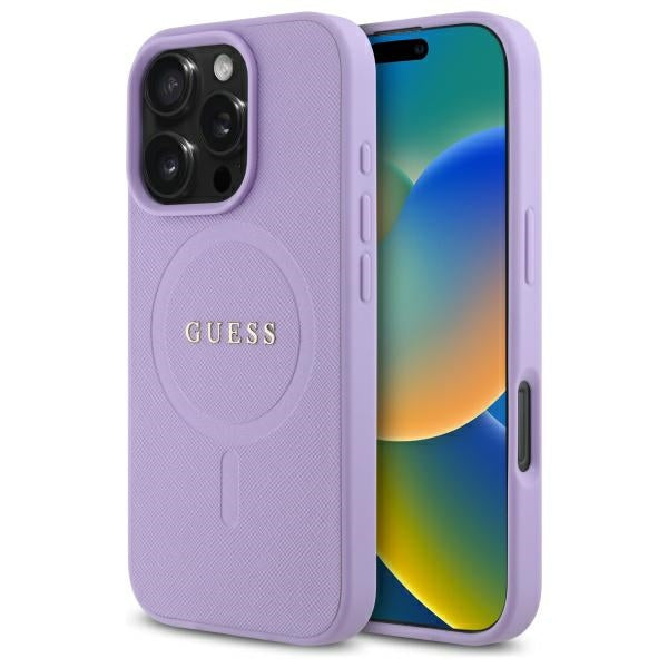 Étui MagSafe pour Apple iPhone 16 Pro Max, Guess, Saffiano, Mauve